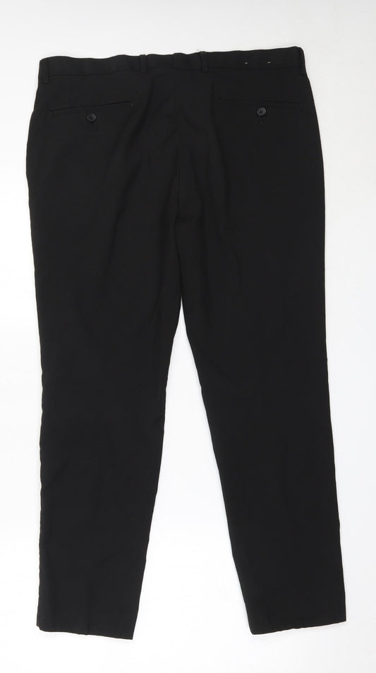 NEXT Mens Black Polyester Trousers Size 36 in L29 in Regular