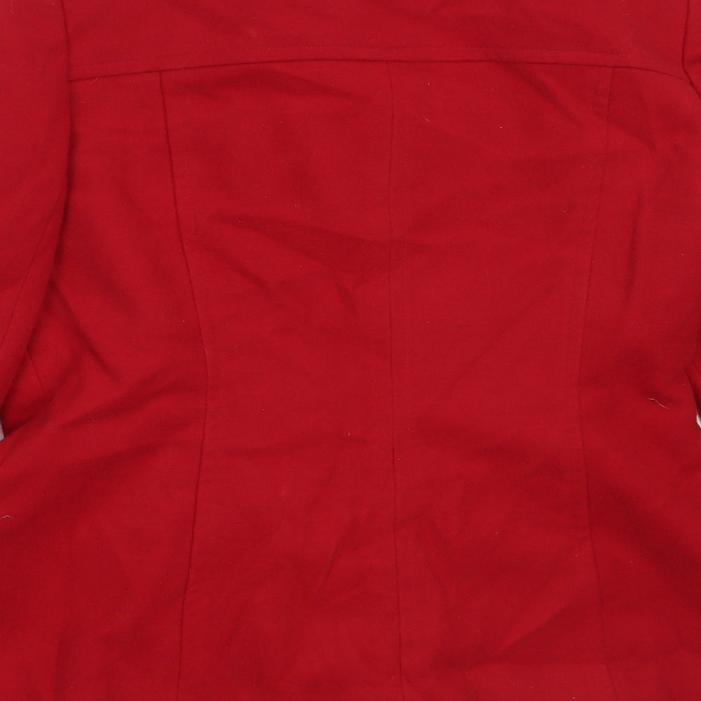 Brand and care label for George women’s red overcoat coat, size UK 12