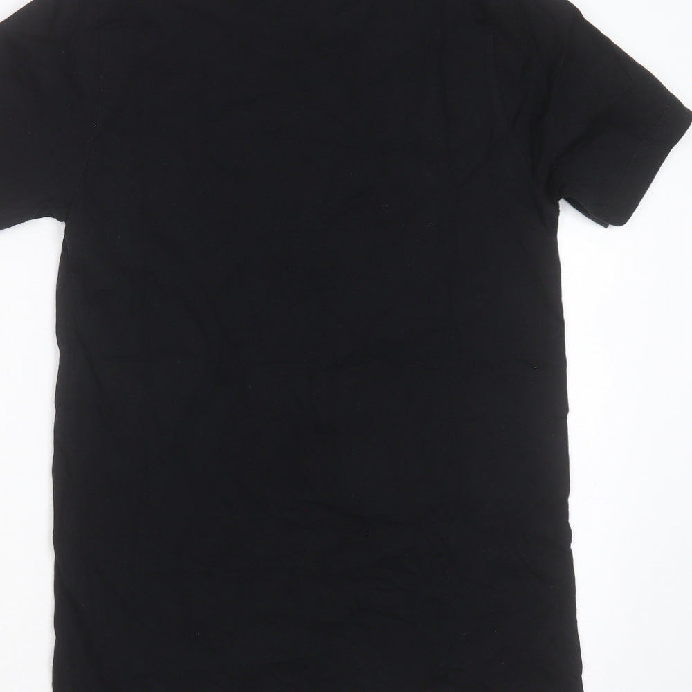 Womens UK Size S Canvas Black Basic T-Shirt