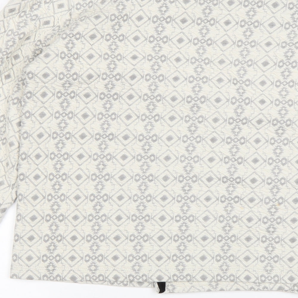 Brand and care label for Next women’s multicoloured geometric cotton jacket blazer, size UK 12