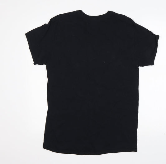 Gildan Womens Black Cotton Basic T-Shirt Size M Round Neck - Woman Like Me