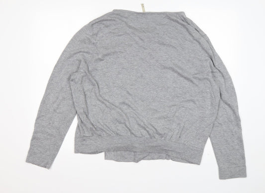 Kaliko Womens Grey V-Neck Viscose Cardigan Jumper Size XL