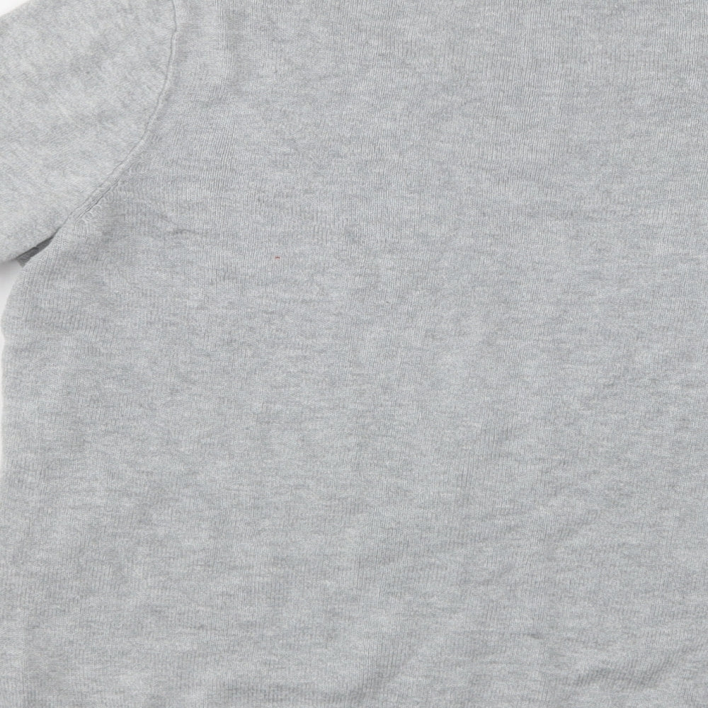 BHS Womens Grey Crew Neck Geometric Cotton Pullover Jumper Size 10 - Star Print