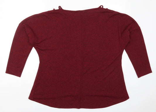 George Womens Red Polyester Basic T-Shirt Size 14 Round Neck