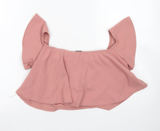 Womens UK Size 14 Missguided Pink Cropped Blouse