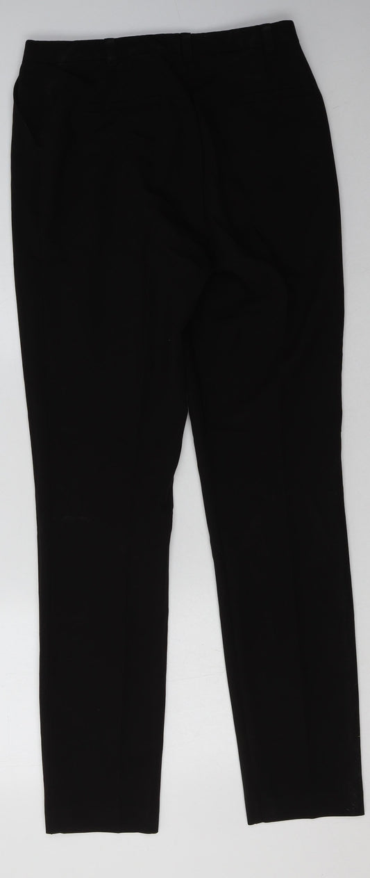 Topshop Womens Black Polyester Trousers Size 10 L34 in Regular Hook & Eye