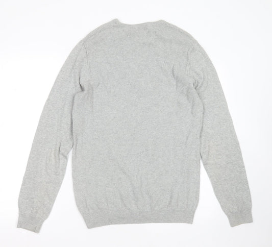 Cedar Wood State Mens Grey Round Neck Cotton Pullover Jumper Size S