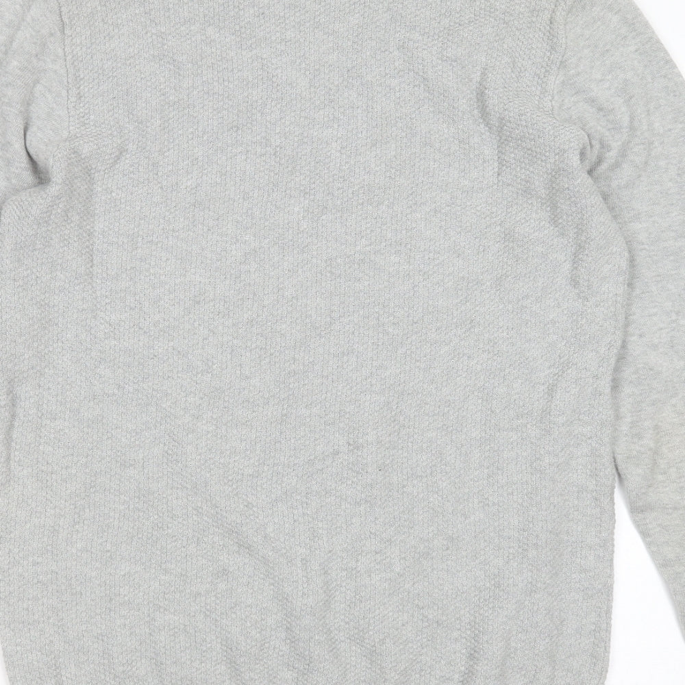 Cedar Wood State Mens Grey Round Neck Cotton Pullover Jumper Size S