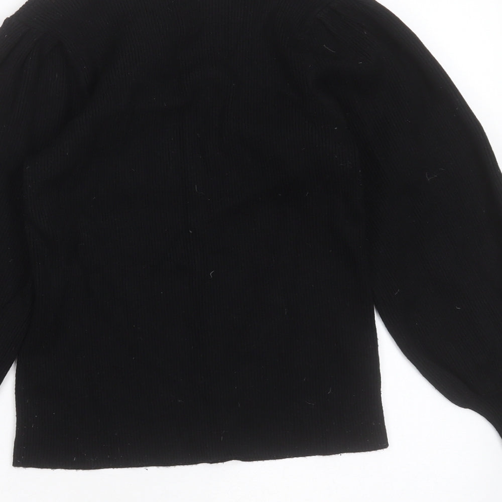 F&F Womens Black Round Neck Viscose Pullover Jumper Size 12