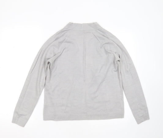 BHS Womens Grey V-Neck Acrylic Cardigan Jumper Size 12