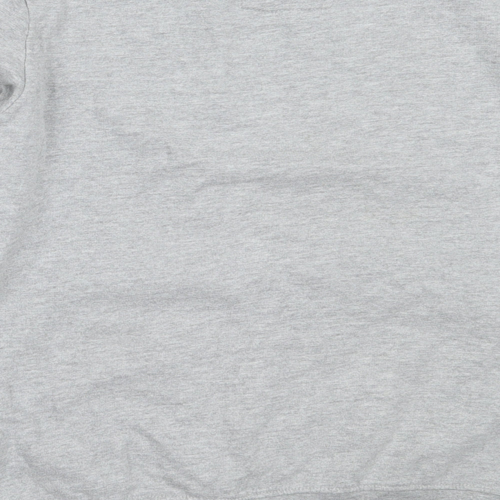 Brand and care label for Bershka women’s grey cotton pullover sweatshirt, size S