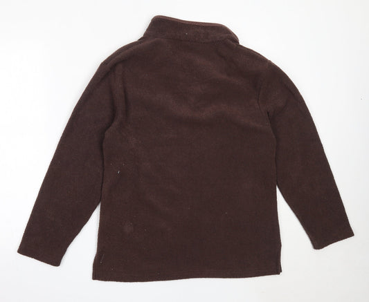 Back view of Bonmarché women’s brown polyester henley sweatshirt, size S