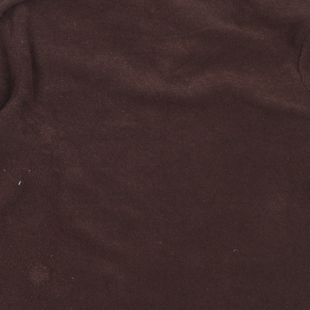 Brand and care label for Bonmarché women’s brown polyester henley sweatshirt, size S