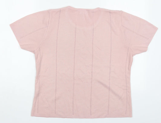 BHS Womens Pink Round Neck Acrylic Pullover Jumper Size 16