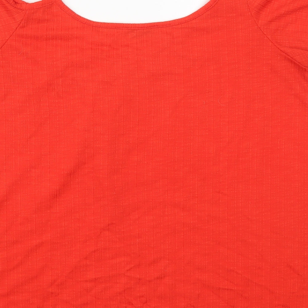 Papaya Womens Red Polyester Basic T-Shirt Size 14 Round Neck