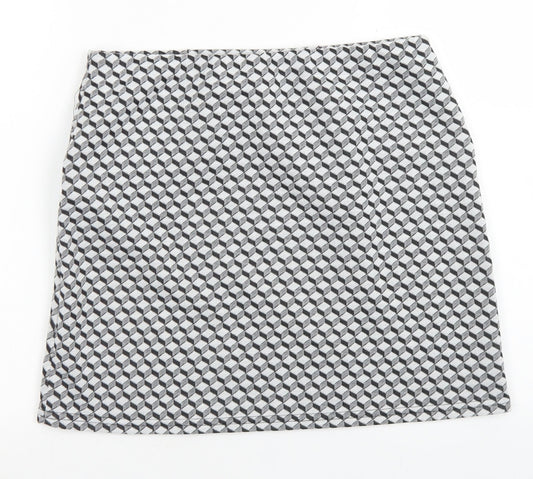 Atmosphere Womens Grey Geometric Polyester A-Line Skirt Size 10