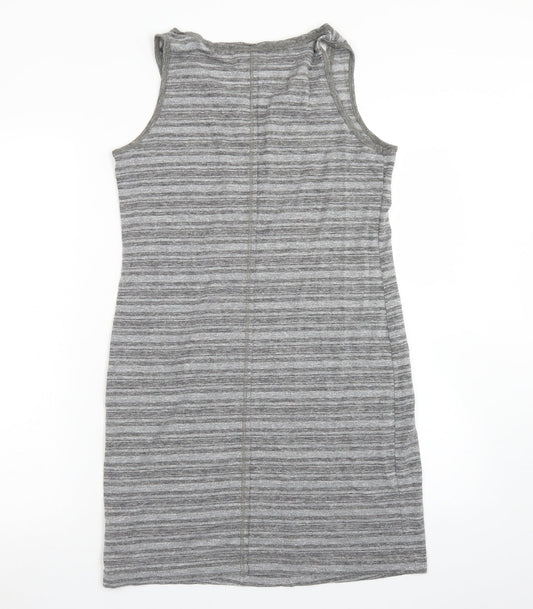 NEXT Womens Grey Striped Polyester Bodycon Size 8 Round Neck