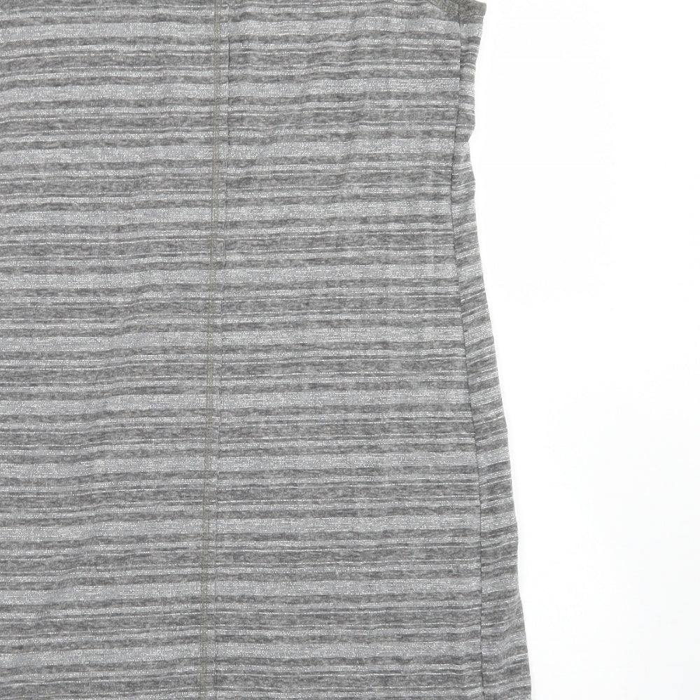 NEXT Womens Grey Striped Polyester Bodycon Size 8 Round Neck