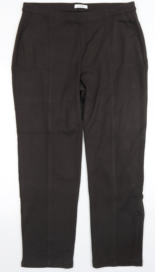 Womens UK Size 18 Classic Regular Fit Dress Pants Brown Trousers
