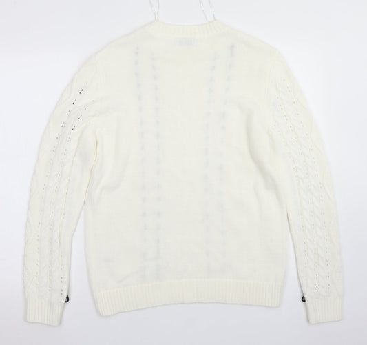 Womens UK Size M Papaya White Pullover Jumper