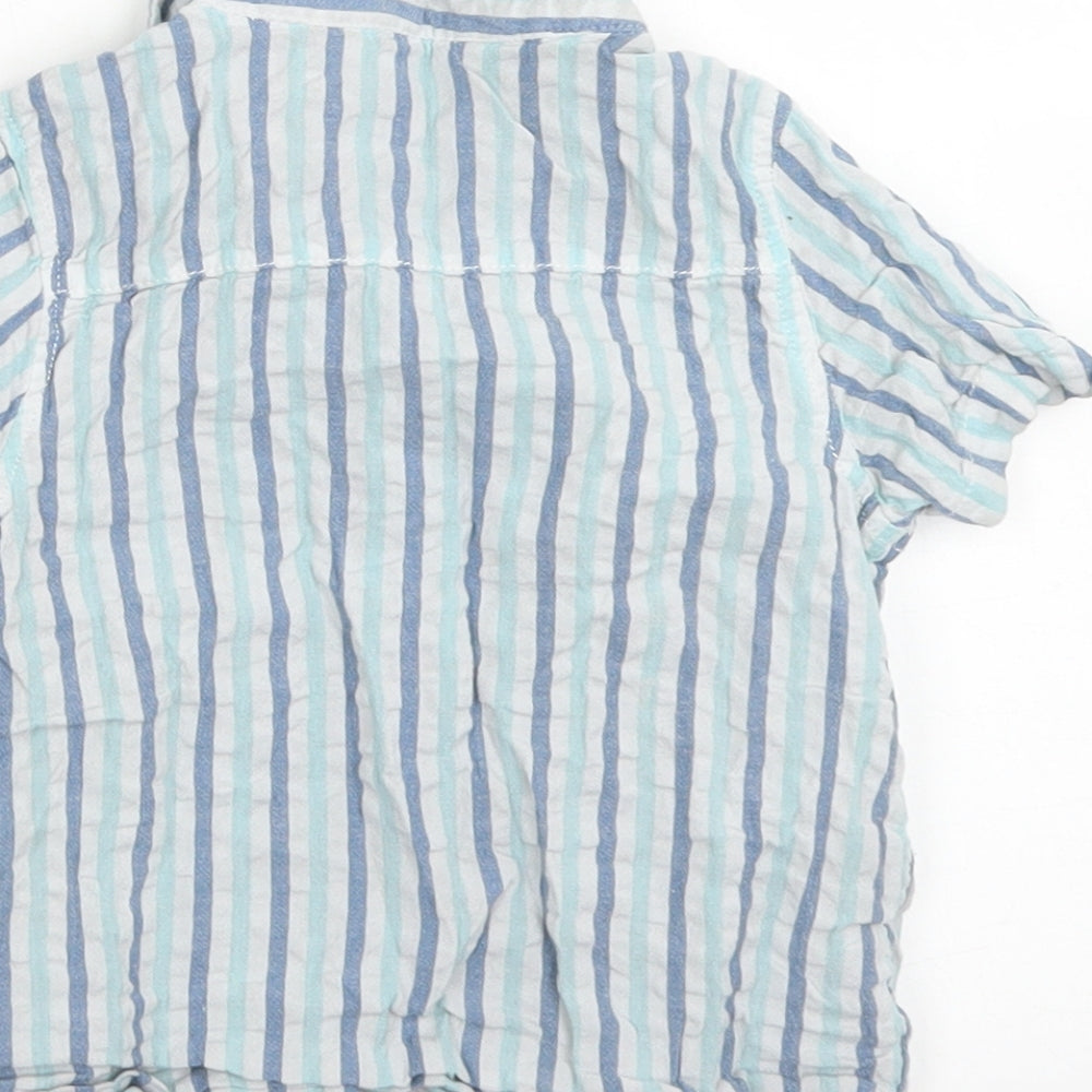 Primark Boys Blue Striped Cotton Basic Button-Up Size 12-18 Months Collared Button