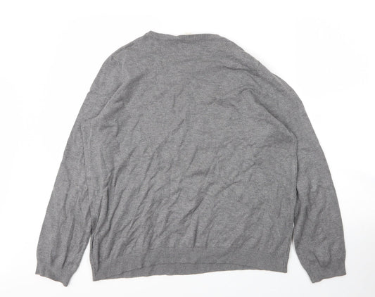 H&M Mens Grey Round Neck Viscose Pullover Jumper Size XL