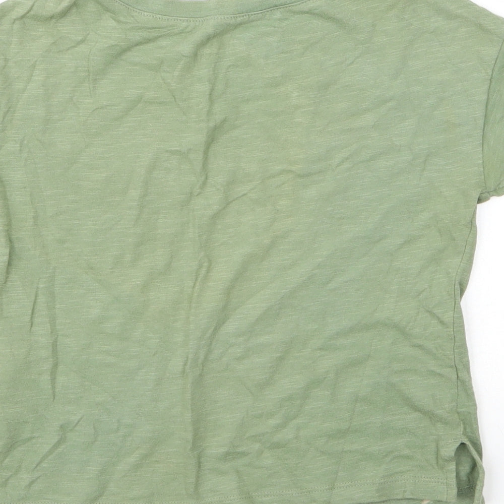 Gap Girls Green Cotton Basic T-Shirt Size 4 Years Round Neck