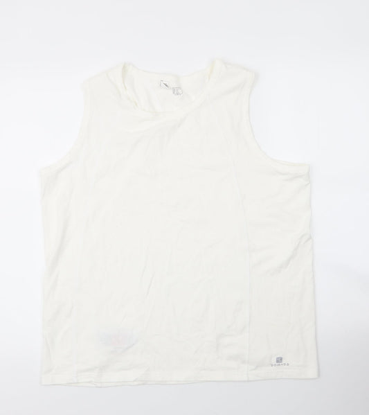 Oxlayne Mens White Cotton Basic Tank Size XL Round Neck