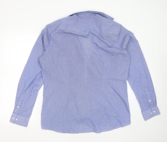 Mens UK Size 17 NEXT Blue Button-Up Long Sleeve Casual Shirt