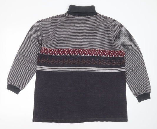 Blue Harbour Womens Grey Roll Neck Geometric Cotton Pullover Jumper Size M