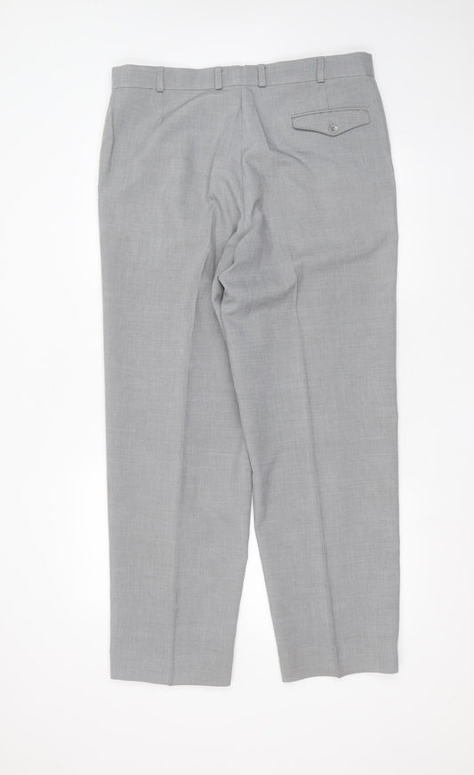 Marks and Spencer Mens Grey Polyester Trousers Size 36 in L31 in Regular Zip