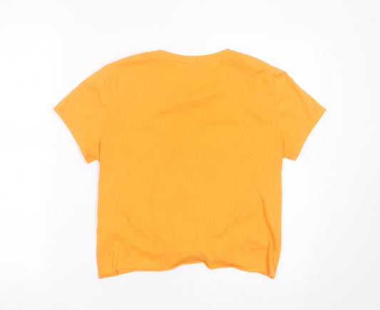 Primark Womens Orange Polyester Basic T-Shirt Size S Round Neck - don't stress about it