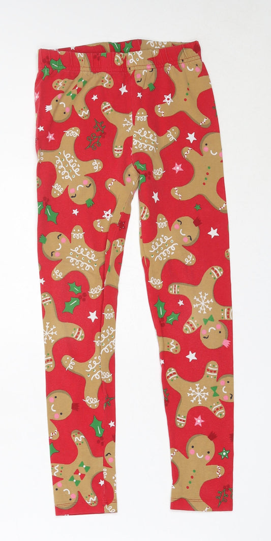 TU Boys Red Cotton Capri Trousers Size 9 Months Regular - Christmas Gingerbread