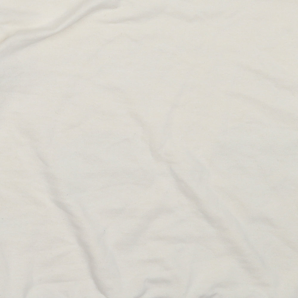 Brand and care label for H&M women’s ivory cotton pullover sweatshirt, size XS, - mickey mouse