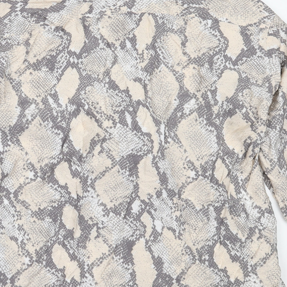 Womens UK Size M H&M Beige Basic Button-Up