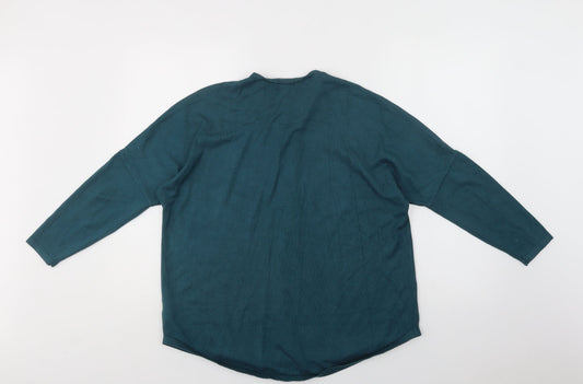 Apricot Womens Green V-Neck Viscose Pullover Jumper Size 12