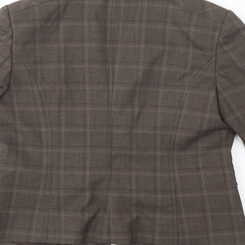 Mariella Rosati Womens Beige Check Jacket Blazer Size 12 Button