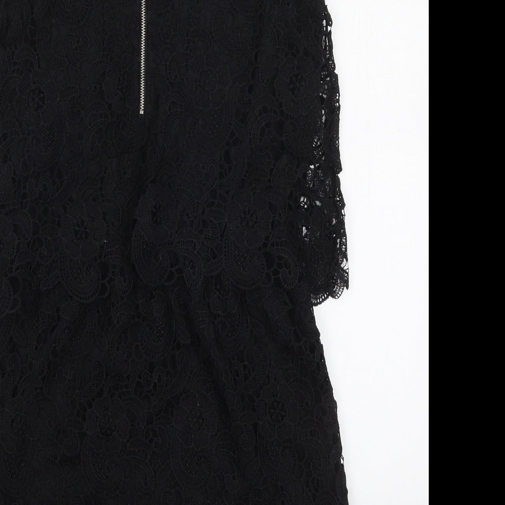 Rebellion Womens Black Polyester Mini Size L Round Neck Zip
