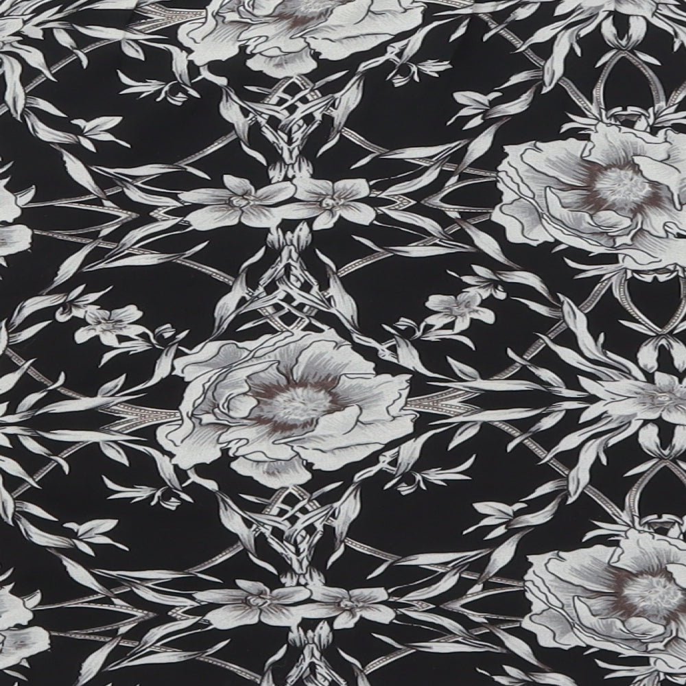 Eight Paris Womens Black Floral Polyester Skater Skirt Size S