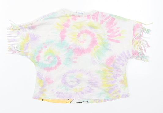 Tesco Girls Multicoloured Cotton Basic T-Shirt Size 5-6 Years Crew Neck Pullover - Minnie Mouse