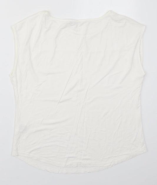 Roman Womens White Viscose Basic T-Shirt Size 14 Round Neck
