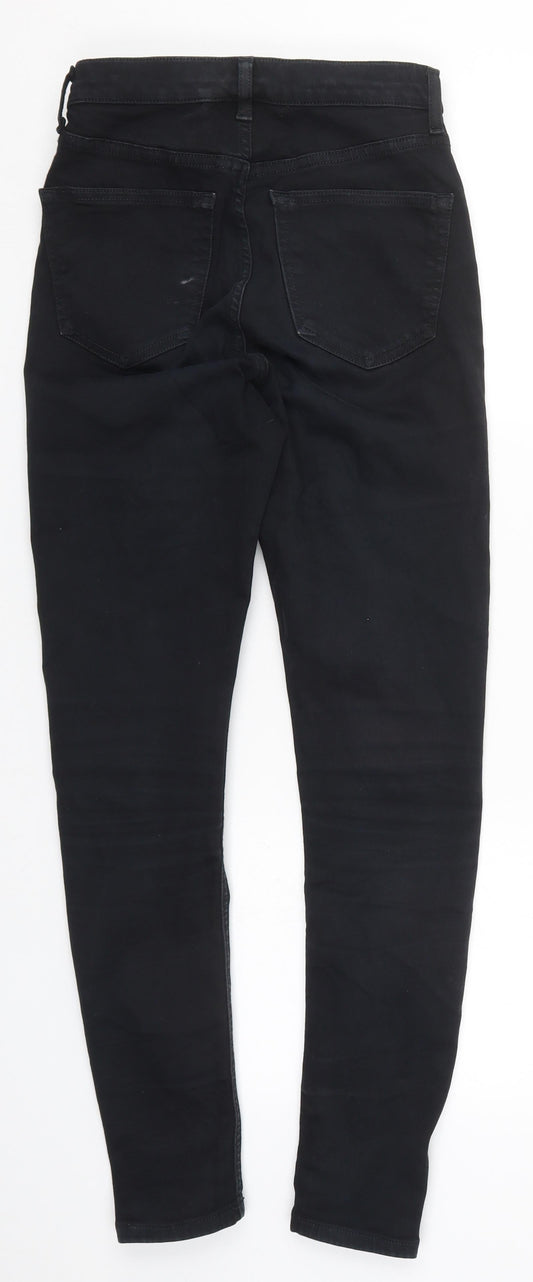 Topshop Womens Black Cotton Skinny Jeans Size 26 in L27 in Regular Button