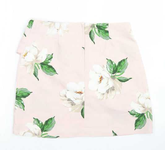 Atmosphere Womens Pink Floral Polyacrylate Fibre A-Line Skirt Size 12   Zip