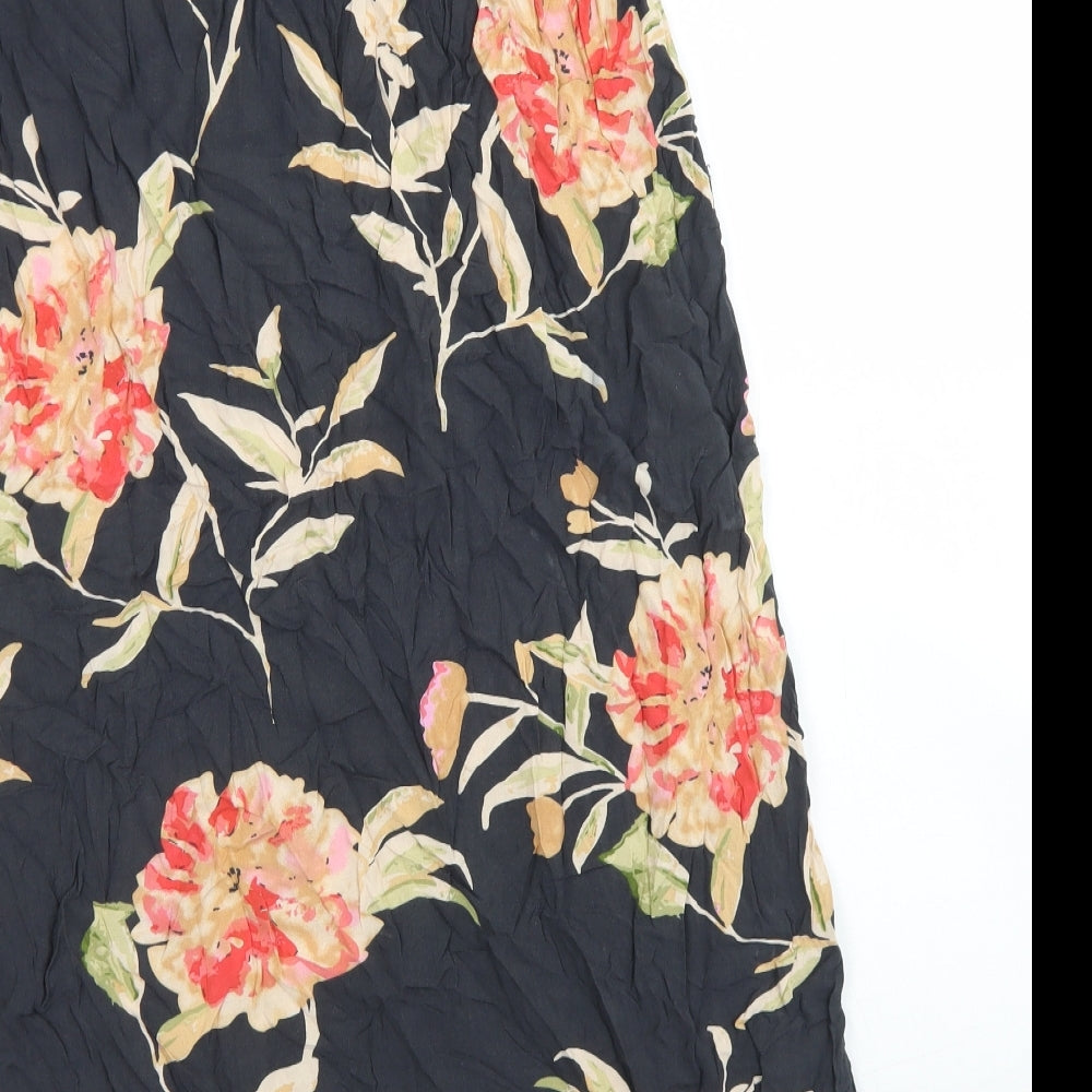 Atmosphere Womens Black Floral Viscose A-Line Size 16 Off the Shoulder
