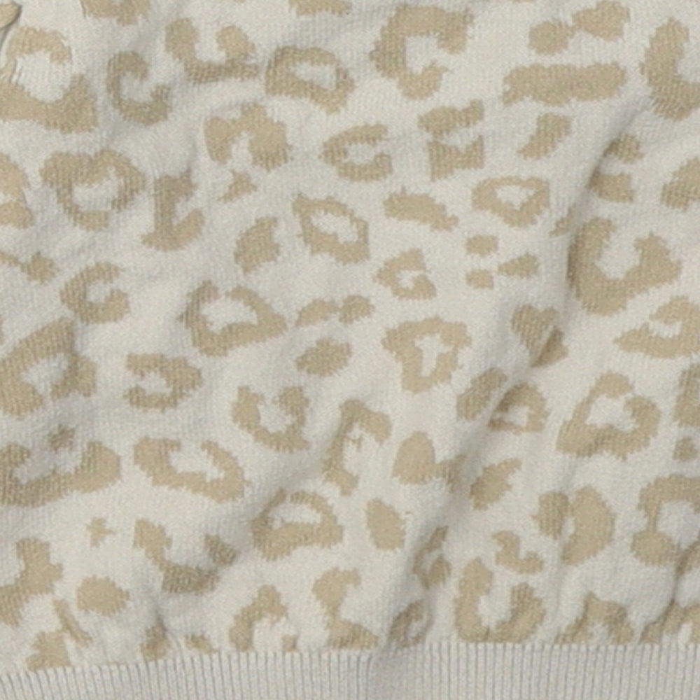 Gap Girls Beige Animal Print Cotton Basic Casual Size 12-18 Months Crew Neck Pullover
