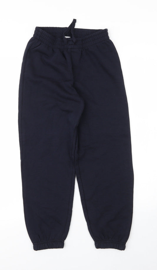 TU Boys Blue Cotton Sweatpants Trousers Size 9 Months L22 in Regular Drawstring - School