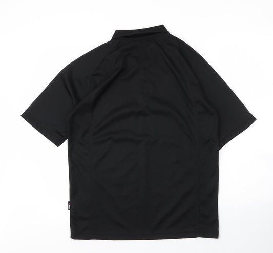 Cross Mens Black Polyester Polo Size M Collared Button