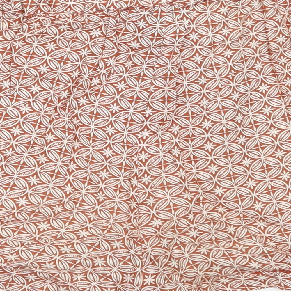 Primark Womens Brown Geometric Viscose Hot Pants Shorts Size 8 Regular