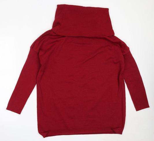 Preworn Womens Red Roll Neck Polyester Pullover Jumper Size L