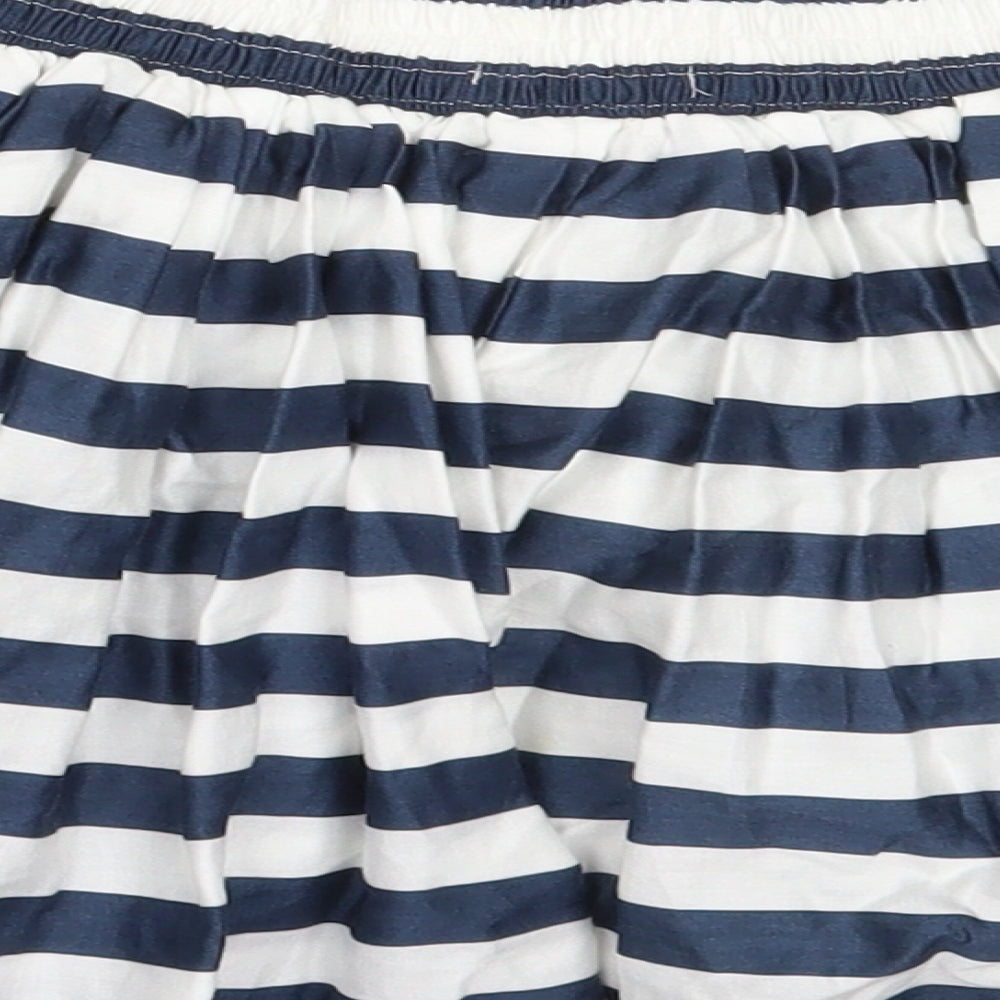 Marks and Spencer Womens Blue Striped Cotton Flare Skirt Size XS